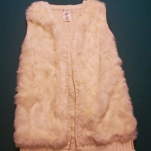 White/ivory girls fur sweater vest